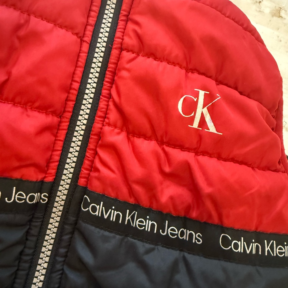 Calvin Klein Boys Red and Black Puffer Vest - Picture 3 of 4